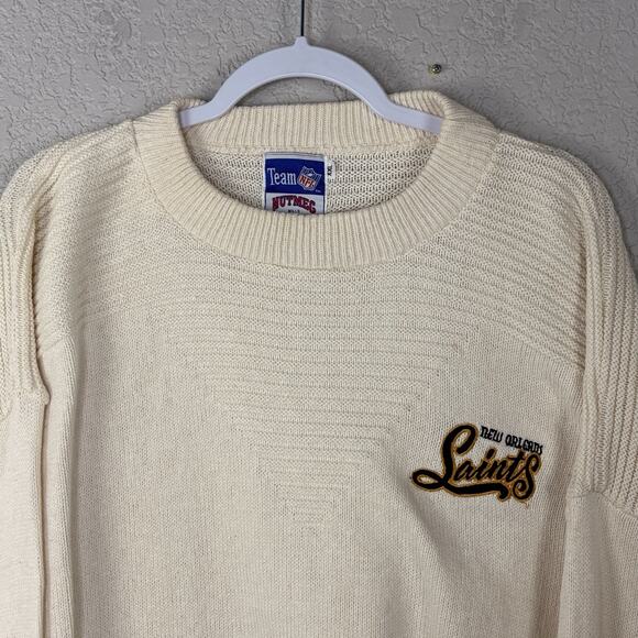Vintage 80’s 90's Nutmeg Mills NFL New Orleans Saints Sweater Cotton Size XXL - Picture 4 of 7